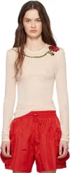 Simone Rocha Mesh Top In Nude/nude/red Multi