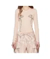 Simone Rocha Beige Embellished Double Carnation Mesh Top In Nude