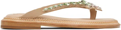 SIMONE ROCHA BEIGE EMBELLISHED FLOWER FLIP-FLOPS