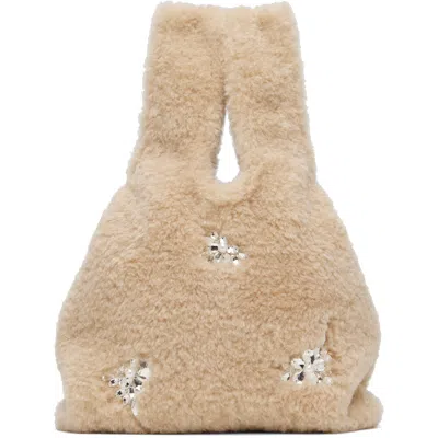 Simone Rocha ベージュ ミニ Shopper エンベリッシュド フェイクファー トートバッグ In Blonde/pearl/clear