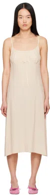 Simone Rocha Beige Negligee Bow Midi Dress In Nude