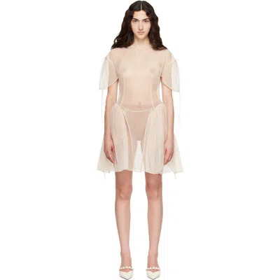 Simone Rocha Beige Puff Sleeve Cord Hip Minidress In Neutral