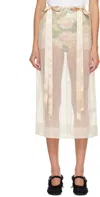 Simone Rocha Beige Sheer Bow Ribbon Pencil Midi Skirt In Brown