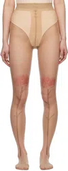 Simone Rocha Beige Sheer Carnation Tights In Nude