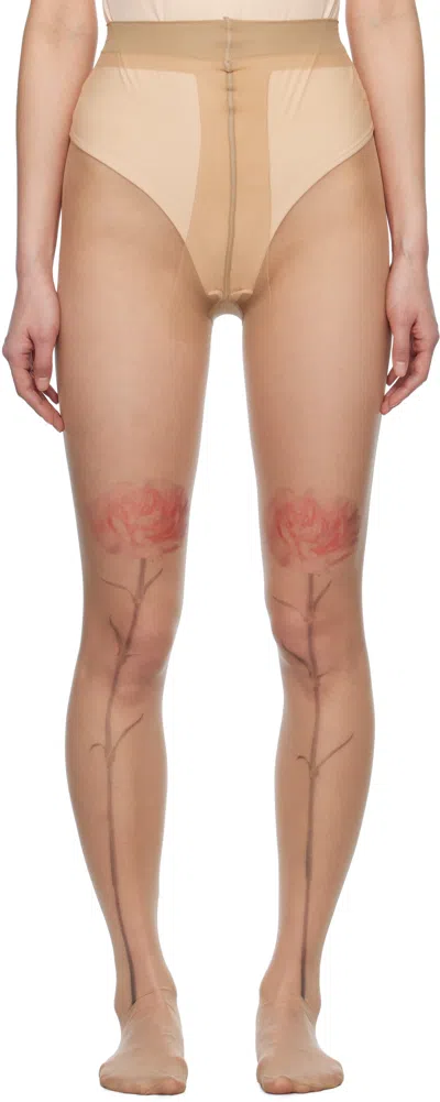 Simone Rocha Beige Sheer Carnation Tights In Nude