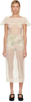 Simone Rocha Beige Sheer Sculpted Gathered Bust Midi Dress In Brown