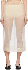 Simone Rocha Beige Sheer Slit Pencil Midi Skirt In Nude