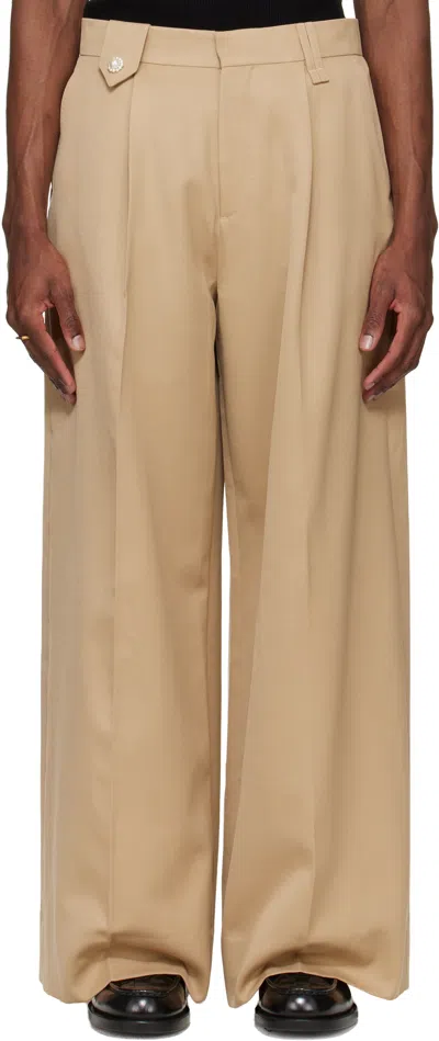 Simone Rocha Beige Wide Leg Belt Loop Tab Trousers In Sand