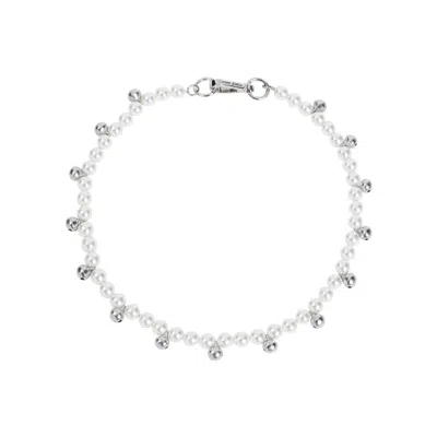 Simone Rocha Bell Charm Pearl Necklace In White