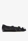 Simone Rocha Black Bell Charm Crochet Ballerina Flats In Black