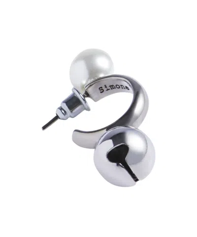 Simone Rocha Bell Charm Hoop Earrings In White