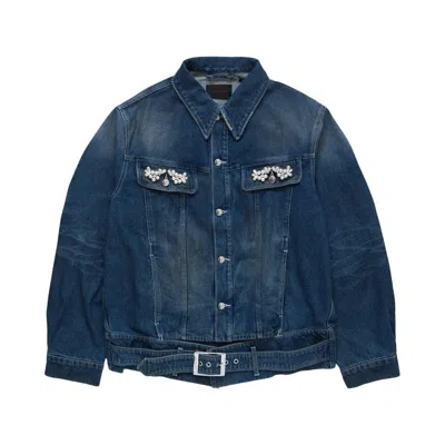 Pre-owned Simone Rocha Belt Waist Tail Denim Trucker Jacket 'blue' | Men's Size L