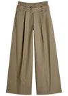 Simone Rocha Belted Cotton-blend Poplin Trousers In Gray