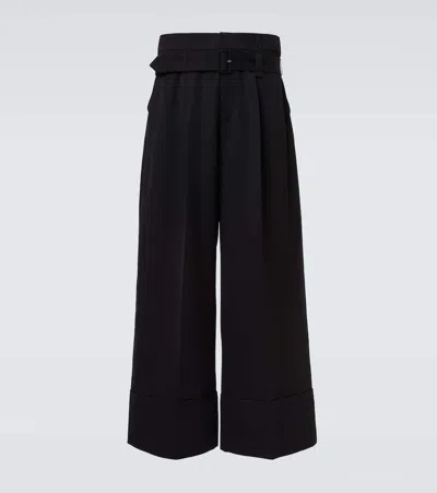 Simone Rocha Belted High-rise Wide-leg Pants In Black
