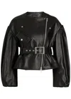 Simone Rocha Womens Black Sculpted Cropped Leather Jacket In Multi