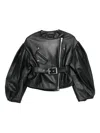 Simone Rocha Womens Black Sculpted Cropped Leather Jacket In Black