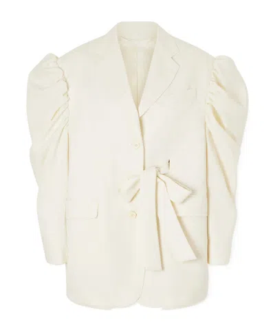 Simone Rocha Open-back Woven Blazer In White
