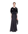 Simone Rocha Drop-waist Slit Bias Silk Maxi Skirt In Black