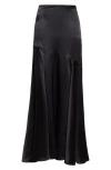 Simone Rocha Bias Cut Silk Satin Maxi Skirt In Black