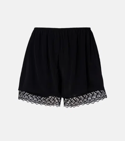 Simone Rocha Lace-trimmed Satin Shorts In Black