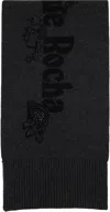 Simone Rocha Black & Gray Long Graphic Logo Knit Scarf In Black
