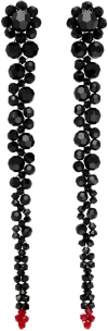 Simone Rocha Crystal Beaded Linear Drop Earrings In Jet Ombre