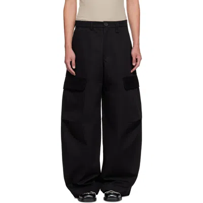 Simone Rocha Black Balloon Knee Pleat Cargo Pants