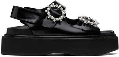 Simone Rocha Black Beaded Platform Sandals In Black/pearl