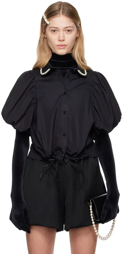 Simone Rocha Black Beaded Shirt In Black/pearl