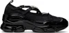 Simone Rocha Crystal Buckle Tracker Leather-trimmed Shoes In Black/clear/pearl