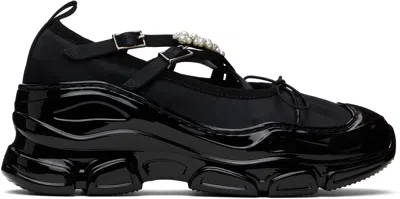 SIMONE ROCHA BLACK BEADED TRACKER BALLERINA SNEAKERS