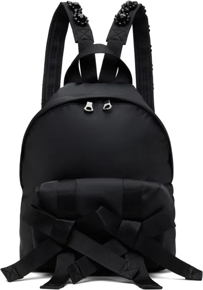 Simone Rocha Black Beaded Utility Bow Backpack In Black/jet