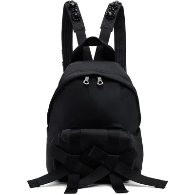 Simone Rocha Black Beaded Utility Bow Backpack In Black/jet