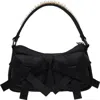 Simone Rocha Black Beaded Utility Bow Pochette Bag In Black/pearl
