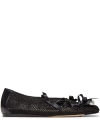 SIMONE ROCHA BLACK BELL CHARM CROCHET BALLERINA SHOES