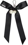 Simone Rocha Black Bow & Faux-pearl Bag Charm Keychain In Pearl/black