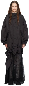 Simone Rocha Black Bow Belt Coat In Black