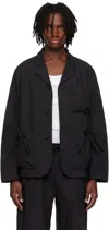 Simone Rocha Black Bow Detail Workwear Blazer In Charcoal
