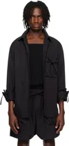Simone Rocha Bow-detailed Waxed Cotton-blend Poplin Shirt In Charcoal