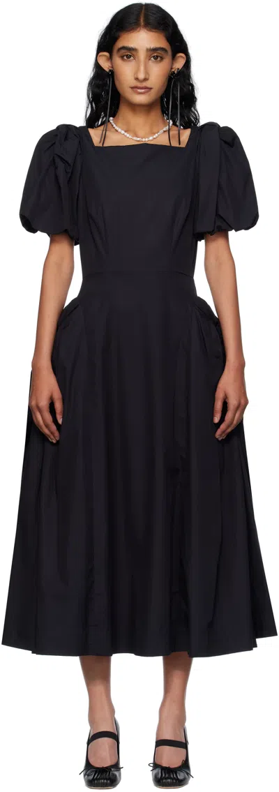 Simone Rocha Black Bow Puff Sleeve Hip Midi Dress
