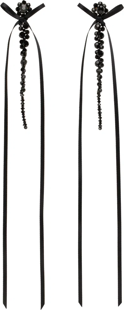 SIMONE ROCHA BLACK BOW RIBBON DRIP EARRINGS