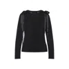 Simone Rocha Womens Black Bow-ribbon Long-sleeves Woven T-shirt In Black