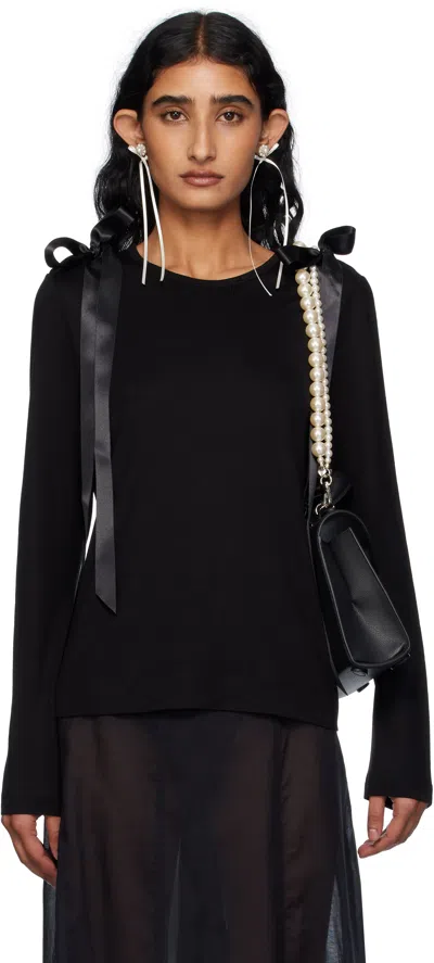 Simone Rocha Black Bow Ribbon Tail Long Sleeve T-shirt