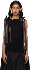 Simone Rocha Black Bow Ribbon Tail Tank Top In Black