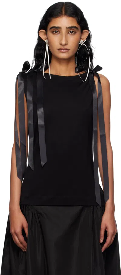 Simone Rocha Black Bow Ribbon Tail Tank Top