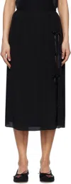 Simone Rocha Drop-waist Slit Bias Silk Maxi Skirt In Black
