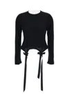 Simone Rocha Black Bow Tail Easy Cropped T-shirt In Multi