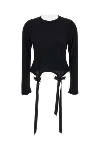 SIMONE ROCHA BLACK BOW TAIL EASY CROPPED T-SHIRT