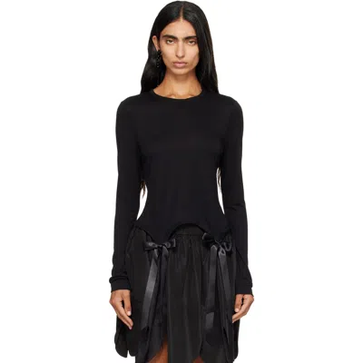 Simone Rocha Black Bow Tail Easy Cropped T-shirt In Multi