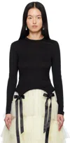 Simone Rocha Bow-detailed Lyocell-jersey T-shirt In Black